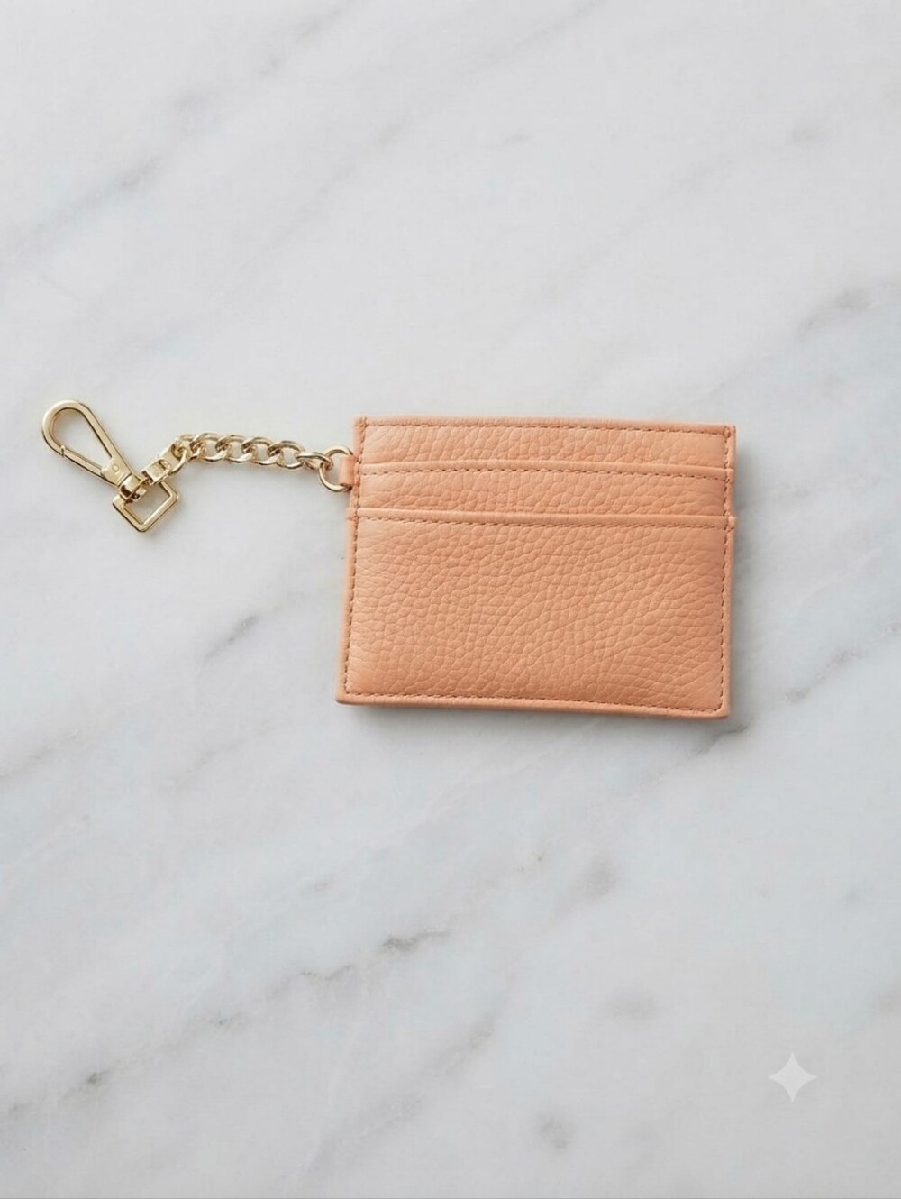 Steve Madden Tan Cardholder Keychain with Gold Hardware